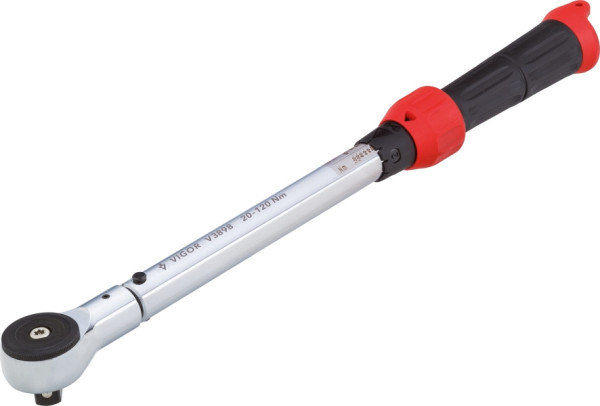 VIGOR momentsleutel, Nm min-max: 20 - 120 Nm, tolerantie: 4%, massief vierkant 12,5 mm (1/2 inch), 445 mm, V3898