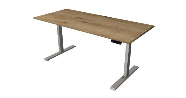 Kerkmann sta-/zittafel B 1800 x D 800 mm, zilver, elektrisch in hoogte verstelbaar van 630 - 1270 mm, eiken/zilver, 10277755