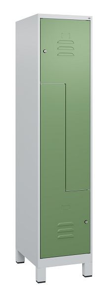C+P Z-Spind Classic PLUS, voeten, 2 vakken, 1800x400x500mm, 7035/6011, cilindersloten, 0800137-122 S10021