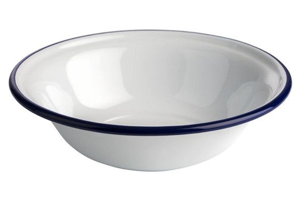 APS schaal -ENAMELWARE-, Ø 16,5 cm, hoogte: 4,5 cm, geëmailleerd plaatstaal, binnenkant: wit, buitenkant: wit, 40647