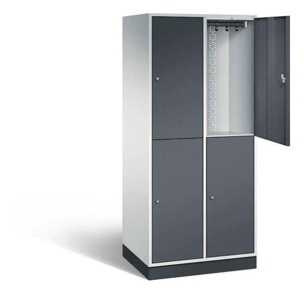 C+P locker dubbellaags XL Intro, H1950xW820xD590mm, kleur: lichtgrijs / zwartgrijs, 8270-203 S10039