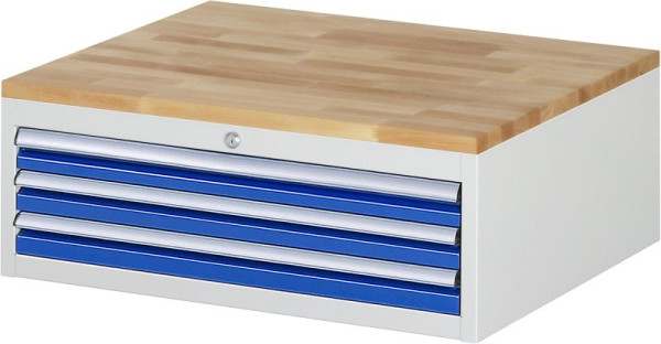 RAU ladekast serie 7000, B770 x D650 x H285mm, 3 x lade maat XL 3xH60 mm, massief beuken werkblad, dikte 25 mm, 03-XL1.2A-B.11