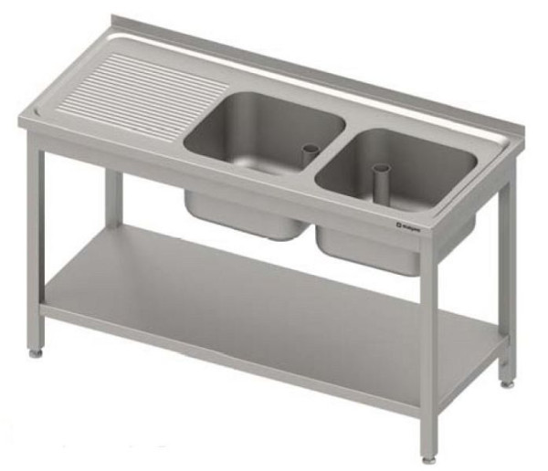 Stalgast spoelunit met voet 1000x600x850 mm, met twee schalen met opstaande rand, gelast, VST10623A
