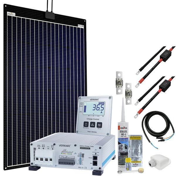Offgridtec mTriple Flex L camperzonnesysteem met 1 x 160W 45/30/350 VBCS drievoudige lader en 1247 laadcontroledisplay, 4-01-010410-001