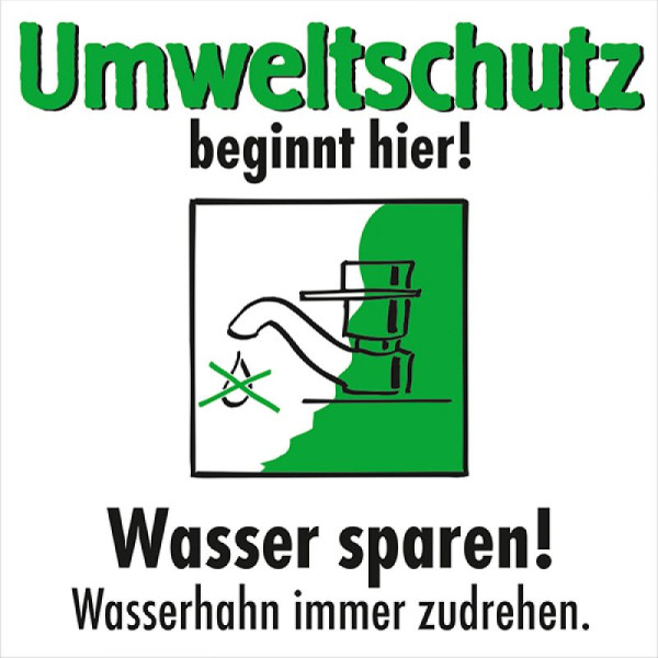 Steen HGS motivatiebord Bespaar water! Draai altijd de kraan dicht, vierkant, 35.6890