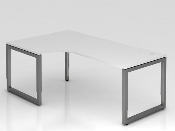 Hammerbacher hoektafel O-voet vierkant 200x120cm wit/grafiet, hoekvorm 90°, links of rechts monteerbaar, VRS82/W/G