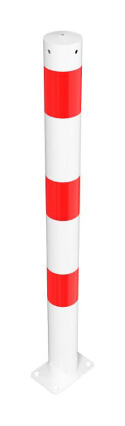 Schake afzetpaal stalen buis Ø 76 x 2,6 mm stationair, voor deuvelbevestiging, thermisch verzinkt en wit gecoat, 476PB