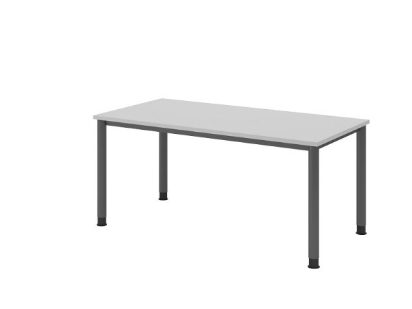 Hammerbacher bureau HS16, 160 x 80 cm, blad: grijs, 25 mm dik, 4-poots frame in grafiet, werkhoogte 68,5-81cm, VHS16/5/G