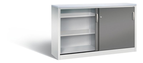 C+P dressoir met schuifdeuren Acurado, H1000xB1600xD400mm, kleur: lichtgrijs / vulkaangrijs, beugelgreep, 2146-00 S10117
