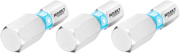 Hazet bit, massief zeskant 6,3 (1/4 inch), binnenzeskant profiel, 8 mm, aantal gereedschappen: 3, sleutelwijdte: 8 mm, 2204N-8/3