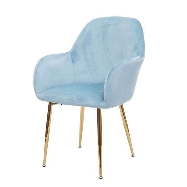 Mendler eetkamerstoel HWC-F18, stoel keukenstoel, retro design, mint velvet, gouden poten, 75736