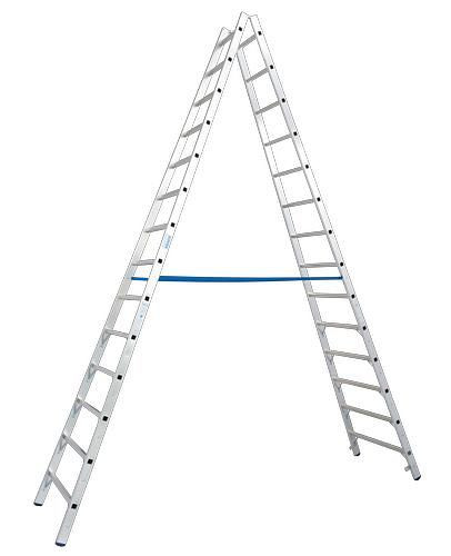 Krause sporten dubbele ladder, aluminium, 2 x 14 sporten, 257478