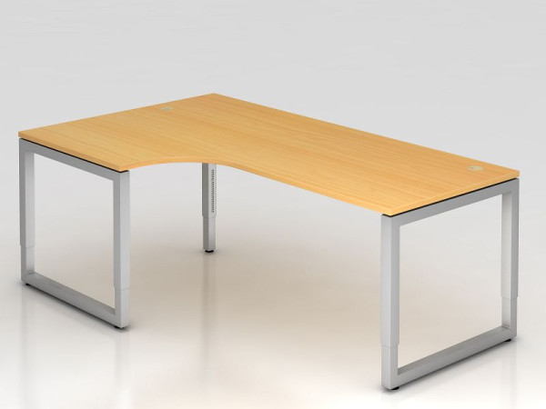 Hammerbacher hoektafel O-voet vierkant 200x120cm 90° beuken, hoekvorm 90°, links of rechts monteerbaar, VRS82/6/S