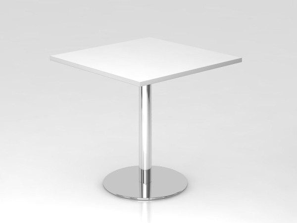 Hammerbacher vergadertafel 80x80cm wit/chroom, verchroomd frame, VSTF88/W/C