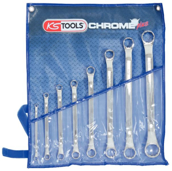 KS Tools CHROMEplus dubbele ringsleutelset, gebogen, 6-delig, 518.3120