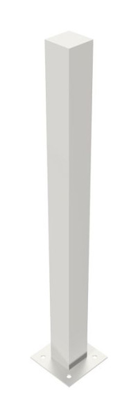 Schake RVS paal 70 x 70 mm, stationair, voor plugbevestiging met voetplaat 150 x 150 mm, zonder slot, zonder oog, 4070P