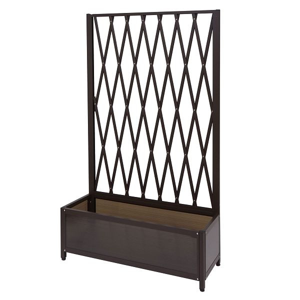 Mendler trellis HWC-G21, schaar trellis bloembak plantenbak, aluminium + staal 152x90x35cm bruin, 70981