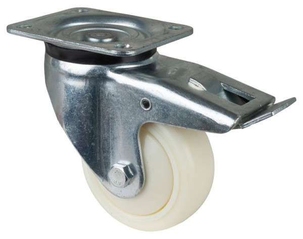 BS Rolls Zwaarlastwiel met rem, breedte 50 mm, Ø125 mm, tot 450 kg, loopvlak/wiellichaam kunststof, kogellagers, bolvormig, L620.B15.126