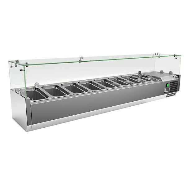 Gastro-Inox RVS koelvitrine 8x Gastronorm 1/4, netto inhoud 48 liter, statische koeling, 209.160