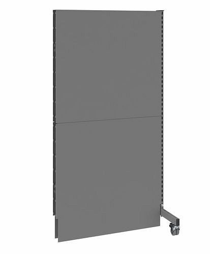 DENIOS mobiele akoestische scheidingswand, opzetpaneel, B 1000, H 2000 mm, tweezijdige akoestische geperforeerde plaat, grijs, 293081
