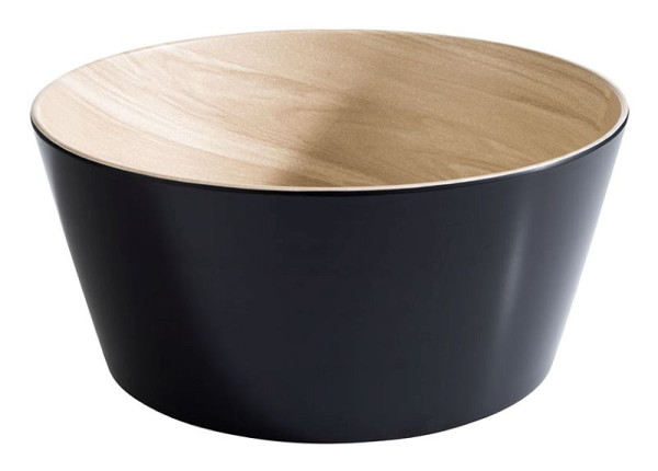 APS schaal -FRIDA-, Ø 22 cm, hoogte: 10,5 cm, melamine, binnenkant: houtlook, buitenkant: zwart, 84612