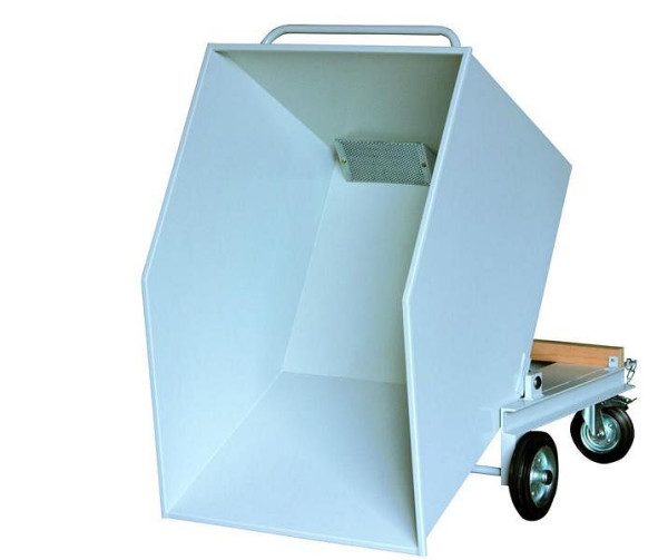 KLW plaatstalen kistenwagen, met geheel strak gelaste kiepbak, inclusief heftruckkokers, aftapkraan, geperforeerde plaatstalen zeef en vergrendeling, 8615-6050-620L
