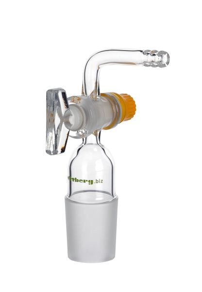 Rettberg overgangsstuk, kegel NS 29/32 naar olijf 9 mm, met haakse buis en tap NS 14,5/2,5 mm boring, borosilicaatglas 3,3, 134039529