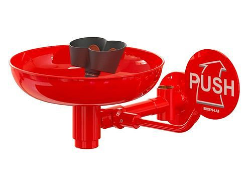 B-SAFETY oogdouche met opvangbak, rood, wandmontage, 3/4" voor circulatie, DVGW, 306255