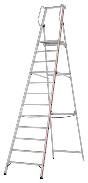 HYMER platformladder met leuning, 12 treden, stahoogte 2,80 m, 808012