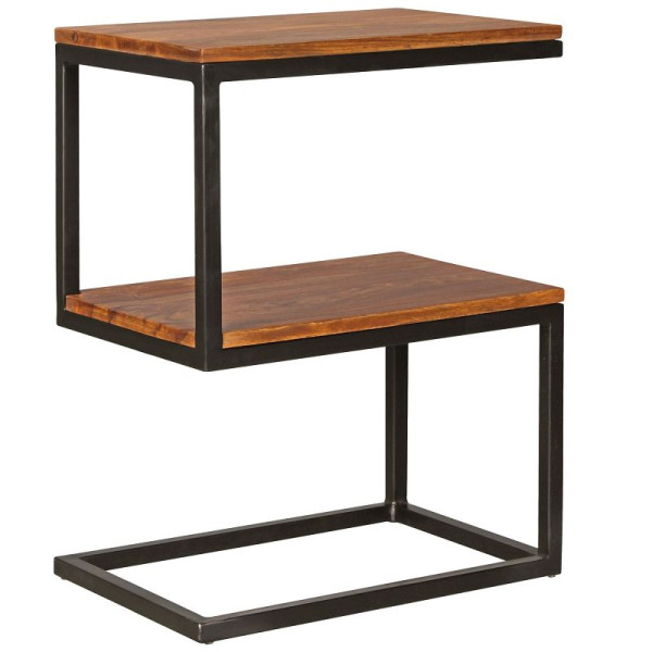 Wohnling bijzettafel AKOLA S-vorm massief hout sheesham / metaal 45 x 60 x 30 cm, WL5.207