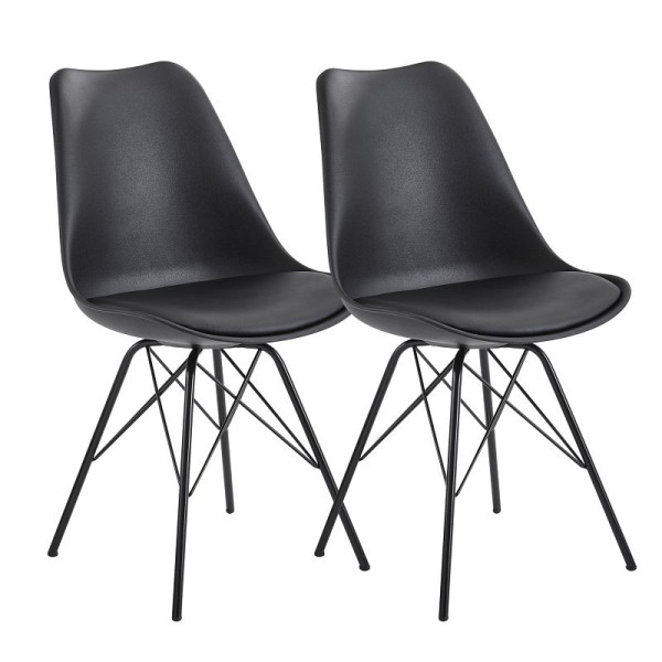 Wohnling eetkamerstoel set van 2 zwart kunststof Scandinavisch design, WL6.183