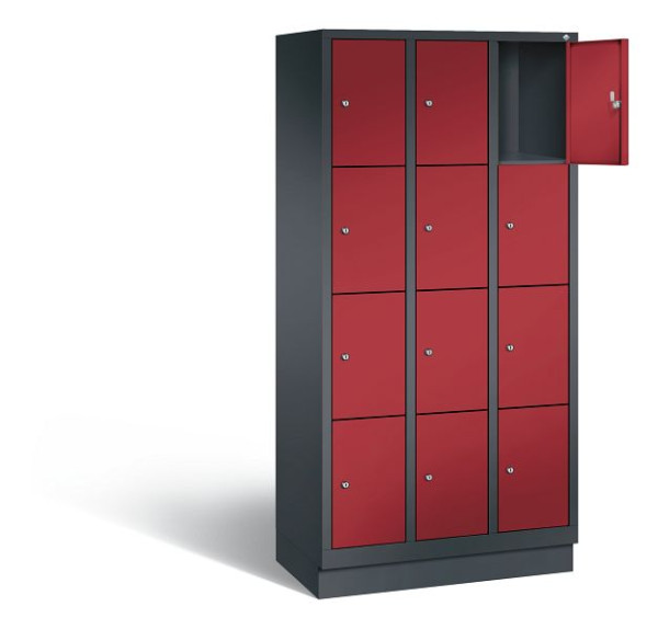 C+P lockerkast Evolo, H1800xB900xD500mm, kleur: zwartgrijs/robijnrood, 48020-304 S10006