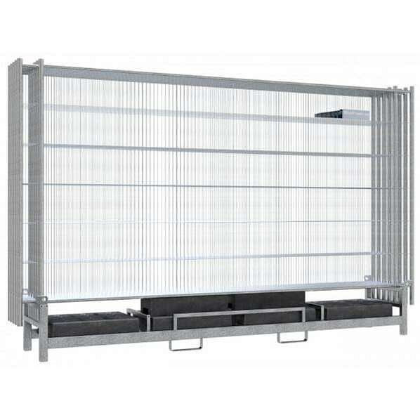 Schake bouwhekset met Twinpallet 10, bestaande uit: 10x bouwhek "Cloud" 2,00x 3,50 m verzinkt, 10x recyclingvoeten voor bouwhek 20 kg, 3B212T-10-SET4