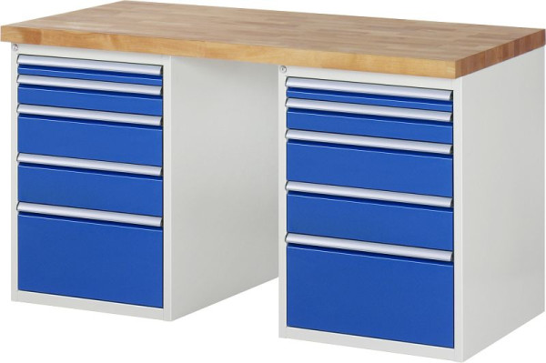 RAU werkbank serie 7000 - modulair ontwerp, 10 x laden, 1500x840x700 mm, 03-7511A3-157B4S.11