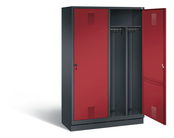 C+P zwart wit locker Evolo, H1800xW1190xD500mm, kleur: zwart-grijs/robijnrood, 48220-40 S10059