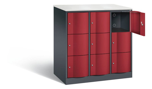 C+P XL lockerkast Resisto, H1255xB1148xD640mm, kleur: zwartgrijs/robijnrood, 8573-373 S10127
