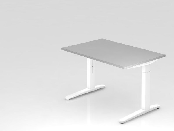 Hammerbacher bureau C-poot 120x80cm grijs/wit, aluminium loper wit, VXB12/5/WW