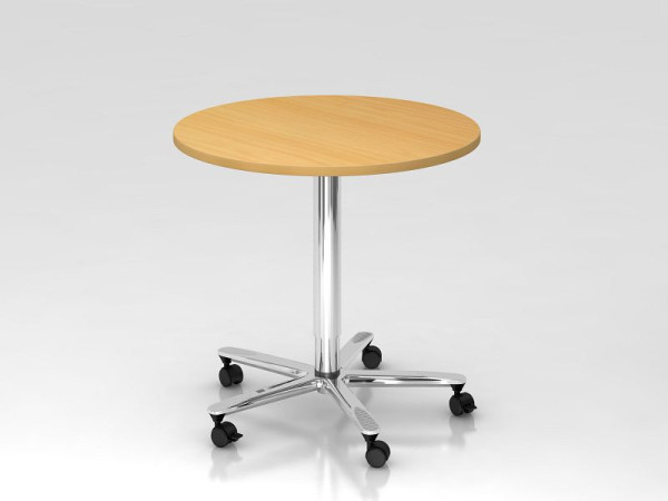 Hammerbacher kolomheftafel 80cm rond beuken/chroom, frame verchroomd, VST08/6/C
