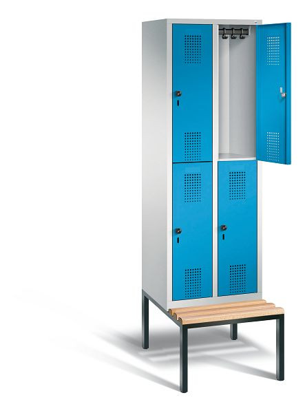 C+P locker, dubbellaags Evolo, H2090xW610xD815mm, kleur: lichtgrijs/lichtblauw, 48350-20 S10077