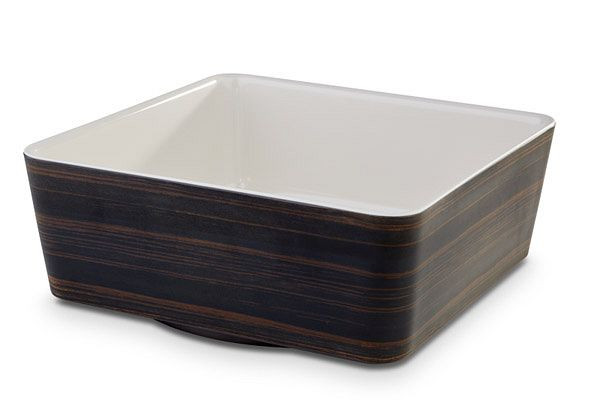 APS schaal -APS PLUS-, 24 x 24 cm, hoogte: 9 cm, melamine, crème, buitenkant houtdecor donker eiken, binnenkant glanzend, buitenkant mat, 15217