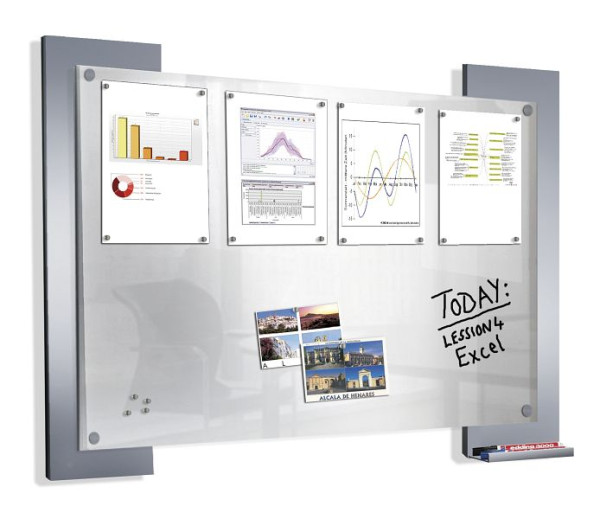Kerkmann Infoboard Look, B 1060 x D 75 x H 840 mm, aluminium zilver/satijn, 43651814