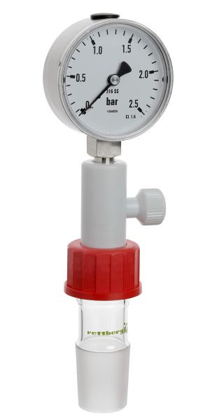 Rettberg overdruk manometer, compleet met adapter schroefdraad GL 32 naar Kern NS 29/32, 397020000