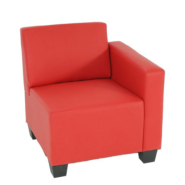 Mendler Modular zijdeel rechts, fauteuil met armleuningen Lyon, imitatieleer, rood, 21695