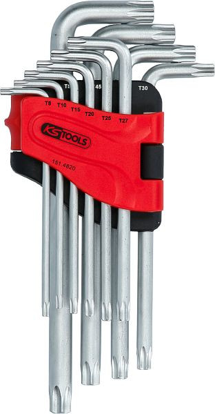 KS Tools Torx stiftsleutelset met boring, lang, 10-delig, TB8-TB50, 151.4820
