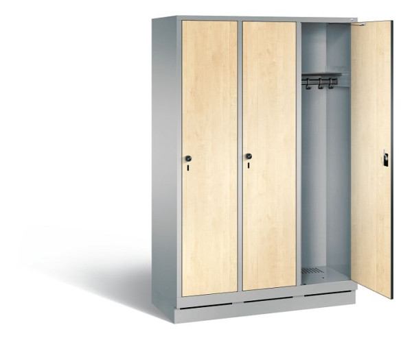 C+P Evolo kleerkast, H1800xB1200xD500mm, kleur: wit aluminium / Donau esdoorn decor, 48020-32 S10780