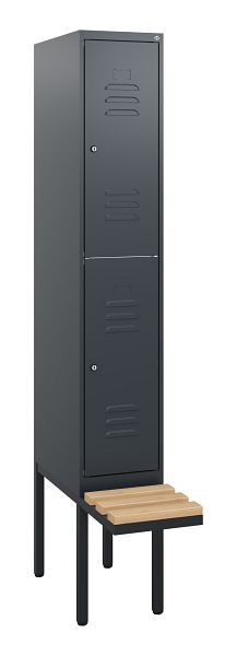 C+P dubbeldekkerkast Classic PLUS, 1950x300x815mm, 7016/7016, cilindersloten, beukenhouten zitlatten, zwevende zitting, 0803405-10 S10042