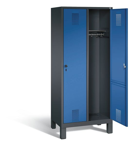 C+P Evolo kleerkast, H1850xW810xD500mm, kleur: zwartgrijs / gentiaanblauw, 48010-22 S10069