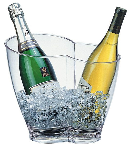 APS wijn/champagnekoeler, 30,5 x 21,5 cm, hoogte: 26 cm, MS, glashelder, 4 liter, geschikt voor 2 flessen, 36056