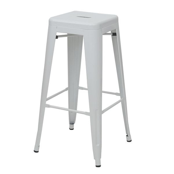 Mendler barkruk HWC-A73, barkruk tegenkruk, metaal industrieel design, stapelbaar, wit, 57864