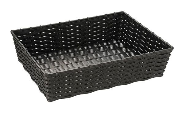 APS mand -WICKER-LOOK-, 39,5 x 29,5 cm, hoogte: 10 cm, polypropyleen, zwart, 40212